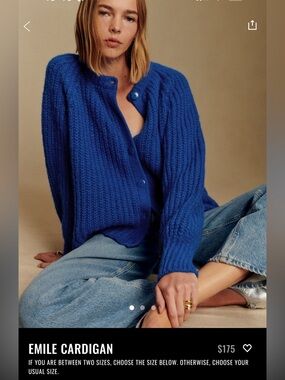 Sezane Emile Cardigan Bright Blue - Size S